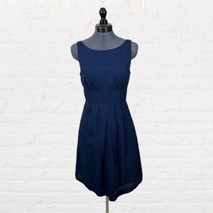 J. Crew Textured Navy Blue Cotton Dress